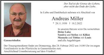 Traueranzeige von Andreas Miller von Illertisser Zeitung