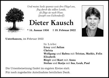 Traueranzeige von Dieter Kausch von Neuburger Rundschau