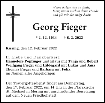 Traueranzeige von Georg Fieger von Aichacher Nachrichten