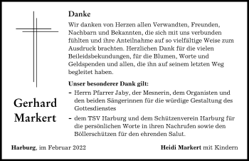 Traueranzeige von Gerhard Markert von Rieser Nachrichten, Donauwörther Zeitung