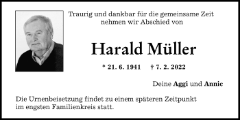 Traueranzeige von Harald Müller von Friedberger Allgemeine