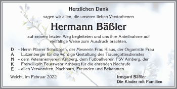 Traueranzeige von Hermann Bäßler von Mindelheimer Zeitung, Augsburger Allgemeine