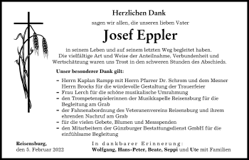 Traueranzeige von Josef Eppler von Günzburger Zeitung