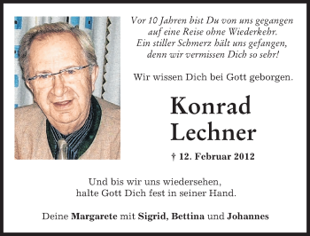 Traueranzeige von Konrad Lechner von Aichacher Nachrichten