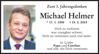 Traueranzeige von Michael Helmer von Schwabmünchner Allgemeine