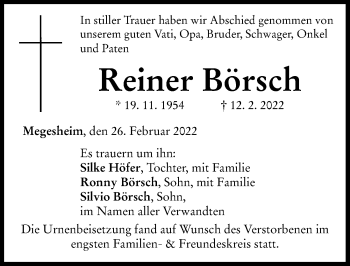 Traueranzeige von Reiner Börsch von Rieser Nachrichten