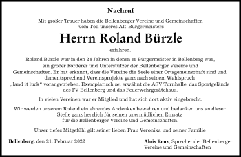 Traueranzeige von Roland Bürzle von Illertisser Zeitung