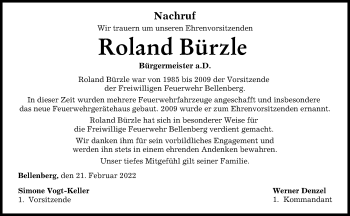 Traueranzeige von Roland Bürzle von Illertisser Zeitung