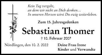 Traueranzeige von Sebastian Thomer von Rieser Nachrichten