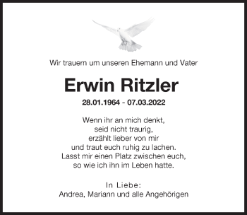 Traueranzeige von Erwin Ritzler von Günzburger Zeitung