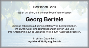 Traueranzeige von Georg Bertele von Mindelheimer Zeitung, Augsburger Allgemeine