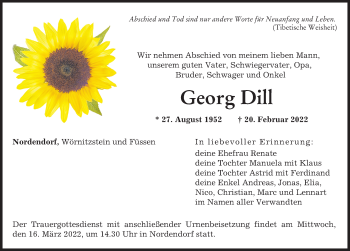 Traueranzeige von Georg Dill von Augsburg-Land