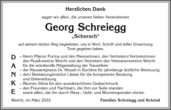 Traueranzeige von Georg Schreiegg von Mindelheimer Zeitung, Augsburger Allgemeine