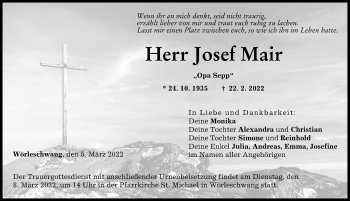 Traueranzeige von Josef Mair von Augsburg-Land