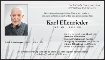Traueranzeige von Karl Ellenrieder von Günzburger Zeitung