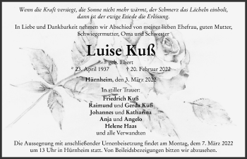 Traueranzeige von Luise Kuß von Rieser Nachrichten