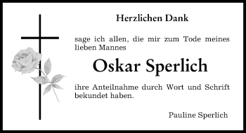 Traueranzeige von Oskar Sperlich von Augsburger Allgemeine