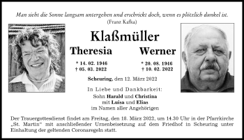 Traueranzeige von Werner Klaßmüller von Friedberger Allgemeine, Landsberger Tagblatt