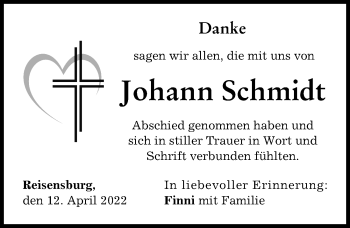 Traueranzeige von Johann Schmidt von Günzburger Zeitung