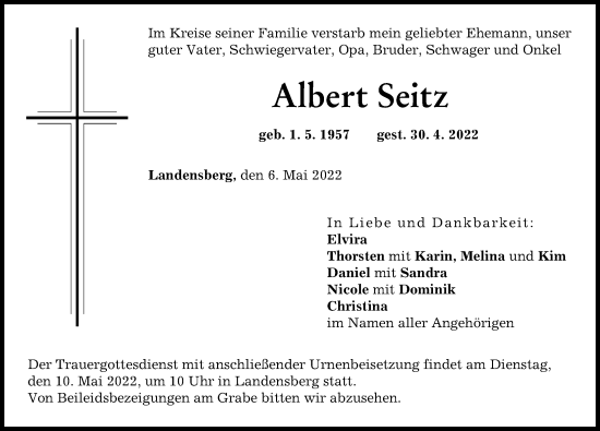 Traueranzeige von Albert Seitz von Günzburger Zeitung