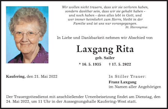 Traueranzeige von Franz Laxgang von Landsberger Tagblatt