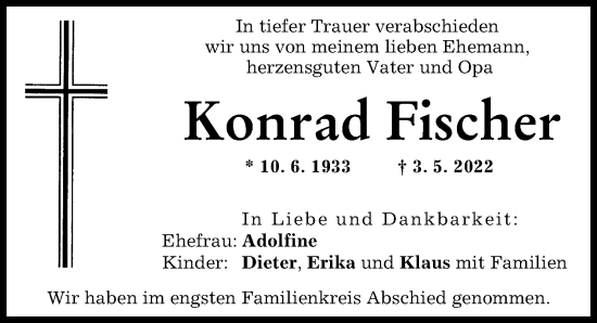 Traueranzeige von Konrad Fischer von Landsberger Tagblatt