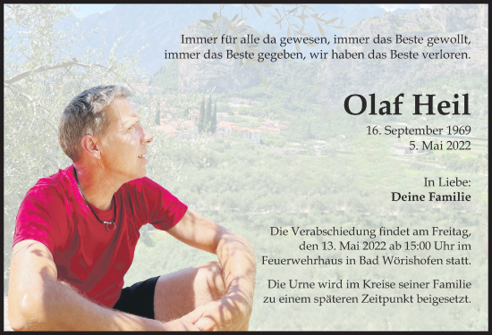 Traueranzeige von Olaf Heil von Mindelheimer Zeitung