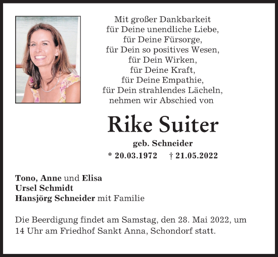 Traueranzeige von Rike Suiter von Augsburger Allgemeine, Landsberger Tagblatt