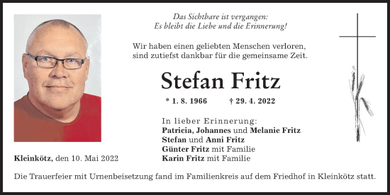 Traueranzeige von Stefan Fritz von Günzburger Zeitung