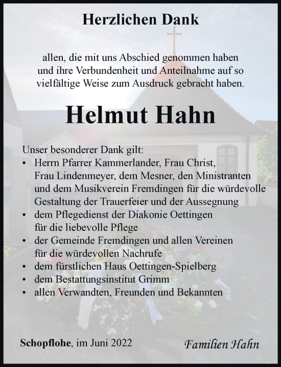 Traueranzeige von Helmut Hahn von Rieser Nachrichten