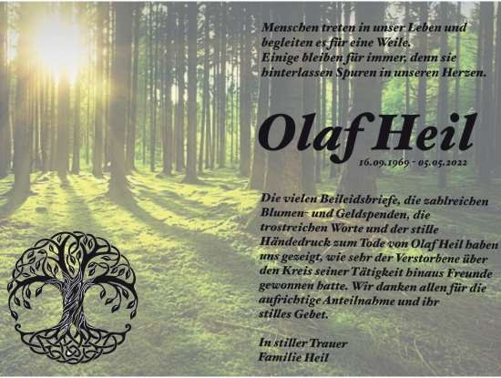Traueranzeige von Olaf Heil von Mindelheimer Zeitung
