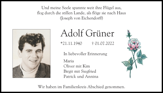 Traueranzeige von Adolf Grüner von Neu-Ulmer Zeitung