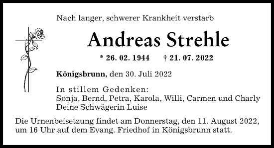 Traueranzeige von Andreas Strehle von Schwabmünchner Allgemeine