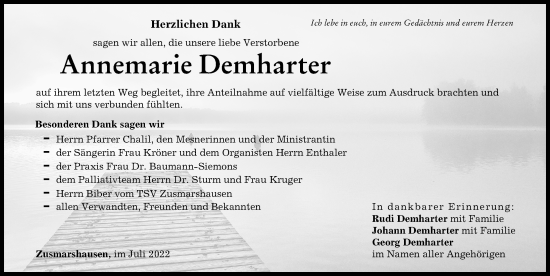 Traueranzeige von Annemarie Demharter von Augsburg-Land