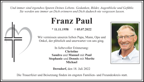 Traueranzeige von Franz Paul von Mindelheimer Zeitung