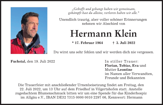 Traueranzeige von Hermann Klein von Landsberger Tagblatt