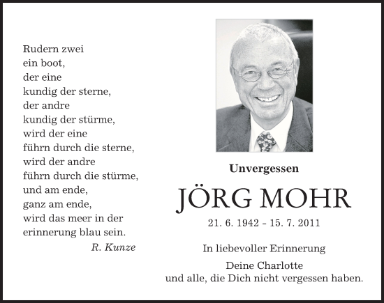 Traueranzeige von Jörg Mohr von Augsburger Allgemeine