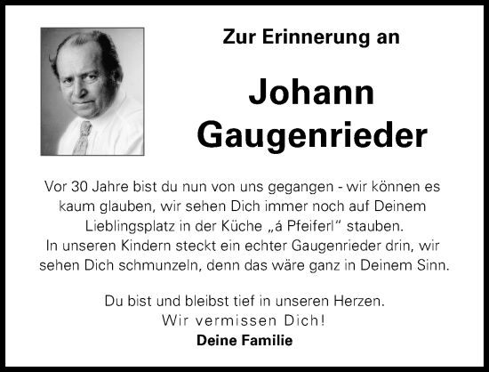 Traueranzeige von Johann Gaugenrieder von Landsberger Tagblatt
