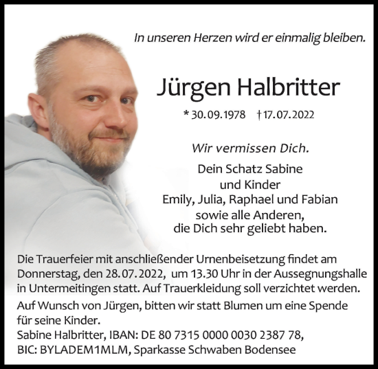 Traueranzeige von Jürgen Halbritter von Augsburger Allgemeine, Landsberger Tagblatt