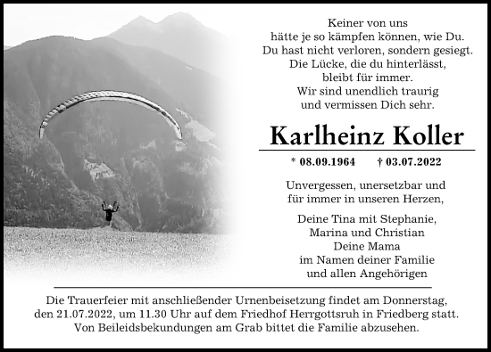 Traueranzeige von Karlheinz Koller von Augsburger Allgemeine