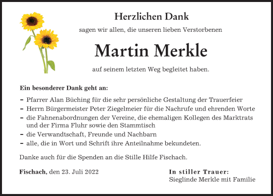 Traueranzeige von Martin Merkle von Augsburg-Land