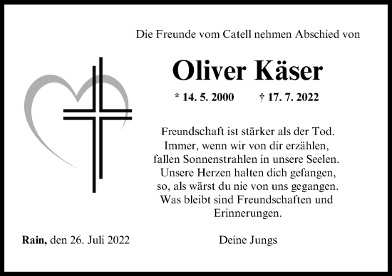 Traueranzeige von Oliver Käser von Donauwörther Zeitung