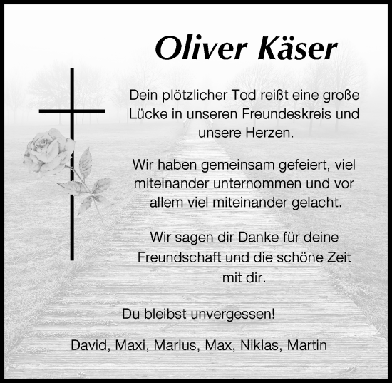 Traueranzeige von Oliver Käser von Donauwörther Zeitung