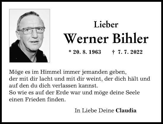 Traueranzeige von Werner Bihler von Landsberger Tagblatt