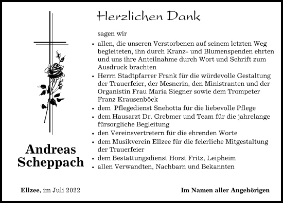 Traueranzeige von Andreas Scheppach von Mittelschwäbische Nachrichten, Günzburger Zeitung