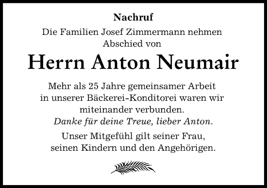 Traueranzeige von Anton Neumair von Günzburger Zeitung