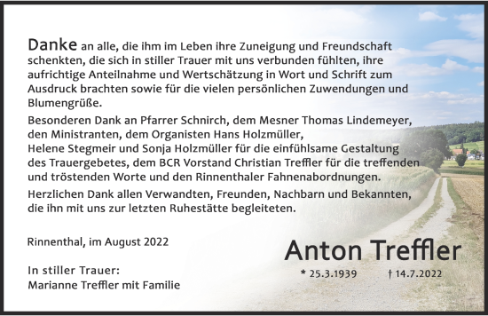 Traueranzeige von Anton Treffler von Friedberger Allgemeine