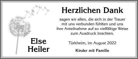 Traueranzeige von Else Heiler von Mindelheimer Zeitung