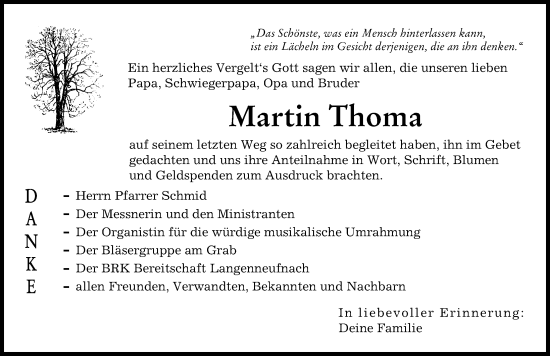 Traueranzeige von Martin Thoma von Augsburg-Land, Schwabmünchner Allgemeine