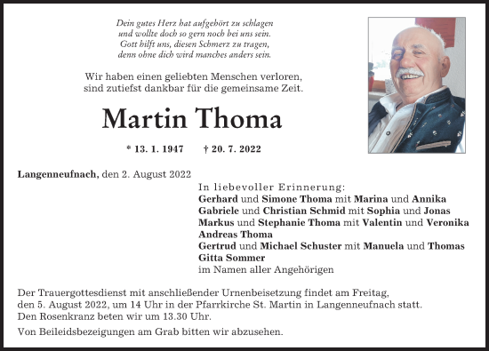 Traueranzeige von Martin Thoma von Schwabmünchner Allgemeine, Augsburg-Land